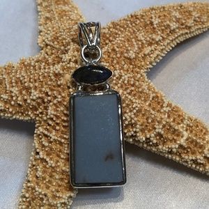 Silver Angelite blue stones Pendant